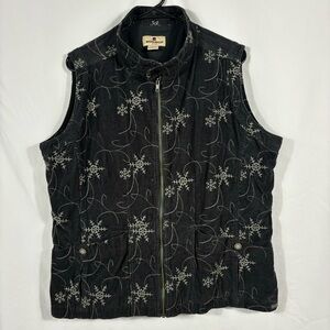 Woolrich Snowflake Embroidered 100% Cotton Vest | Size XL